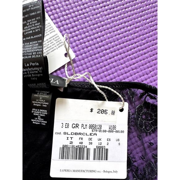 $205 La Perla Briefs Black Lace Embroidered Panties SZ US S New Cotton Underwear - Picture 6 of 6